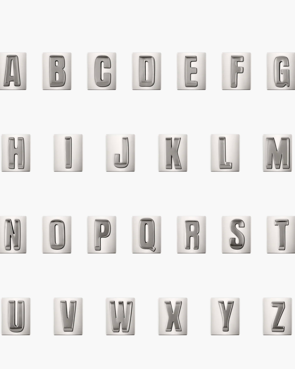 Alphabet letters from A to Z on a white background