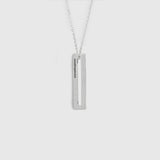 Narrow Rectangle Necklace Brushed Silver