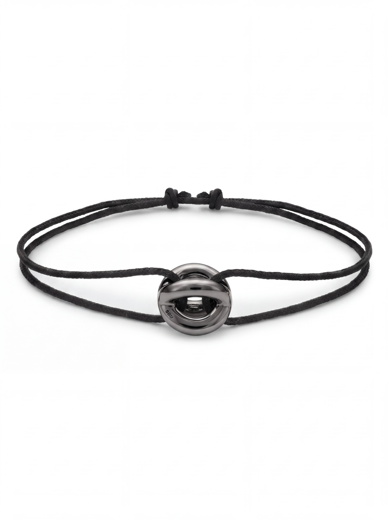 Origin Bracelet Black with black cord and black rhodium sterling silver centerpiece