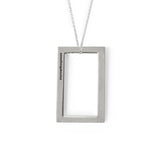 Rectangle Necklace Brushed Silver