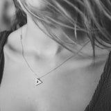 Small Triangle Necklace Brushed Silver