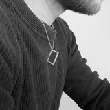 Rectangle Necklace Brushed Silver